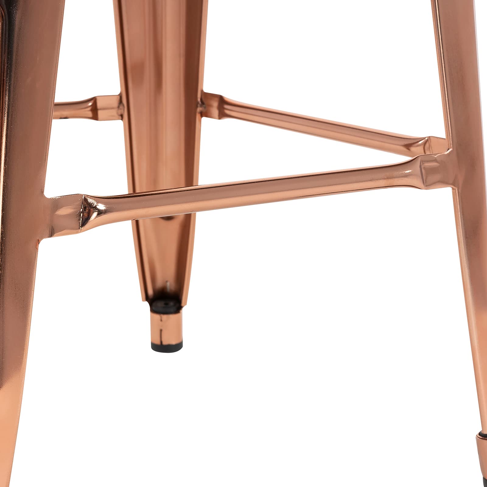 24 Inch Metal Bar Stools Set of 4 - Counter Height Backless Bar Chairs for Kitchen, Dining & Patio - Indoor/Outdoor Use - Modern Rose Gold Stools for Home & Commercial Spaces