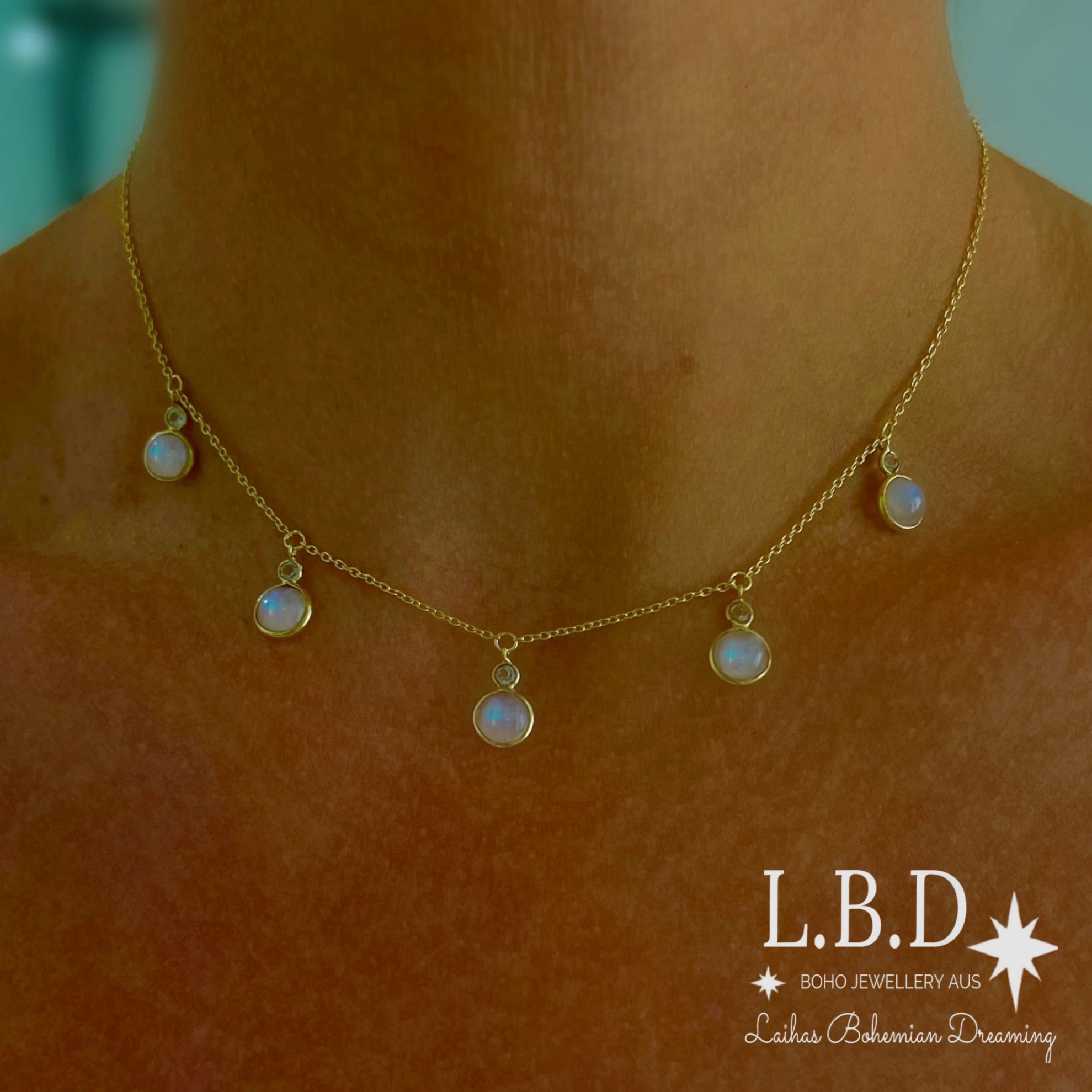 Eternal Gold Topaz and Moonstone Choker Necklace for Women - Elegant Layering Jewelry for Weddings, Parties & Special Occasions