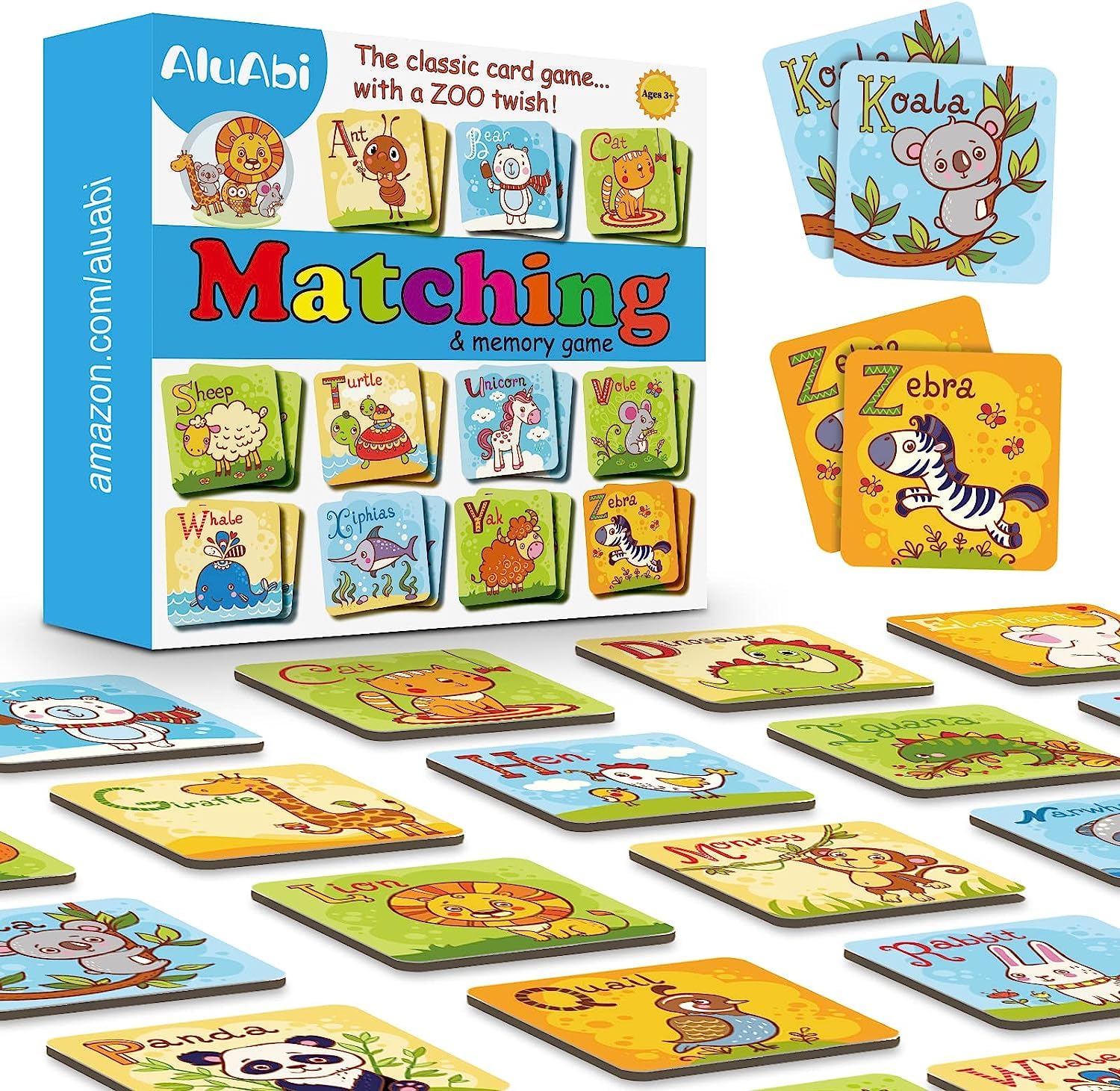 ABC Learning Memory Game for Toddlers - Animal Letter Matching Flash Cards, Educational Preschool Toys for Boys & Girls Ages 4-8 - Perfect for Classroom Activities, Homeschooling & Family Game Night