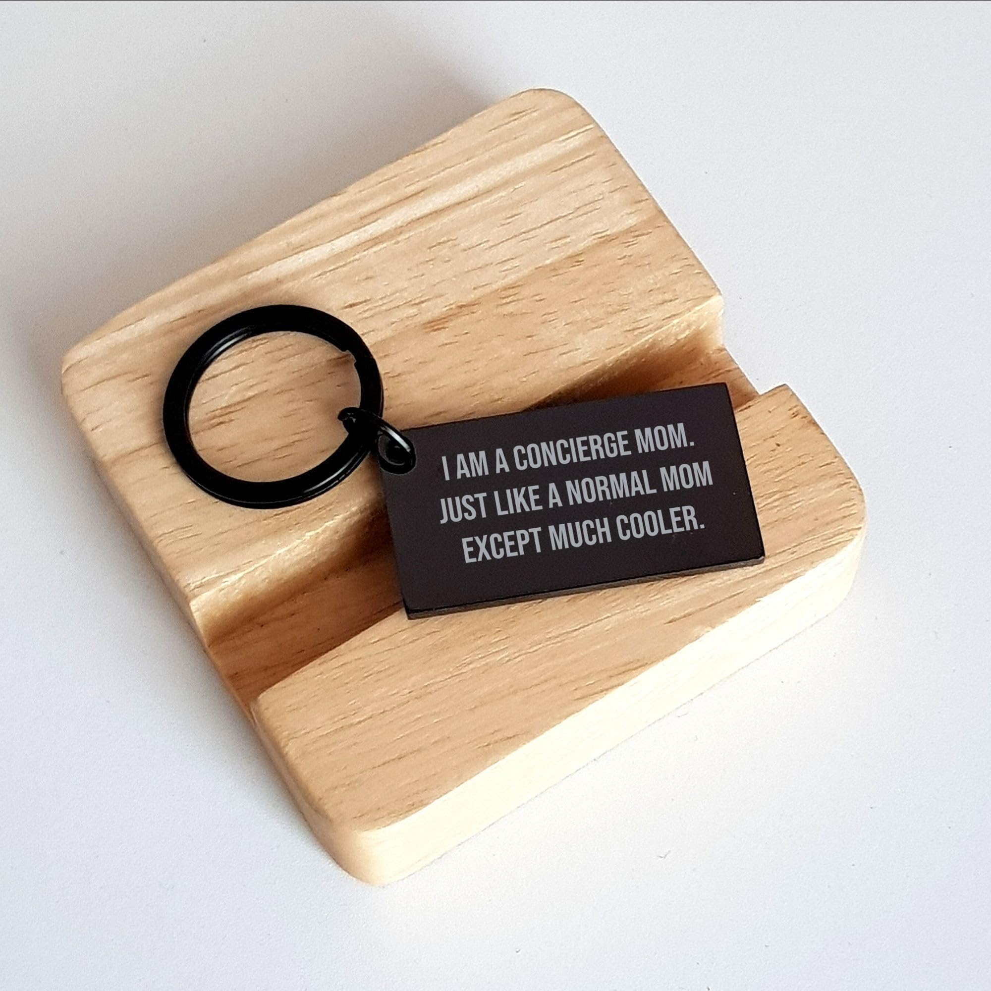 Funny Engraved Stainless Steel Keychain for Concierge Moms - Graduation Gift from Mom to Daughter - Inspirational Keyring for Nurses, Teachers & Healthcare Workers - Perfect for Graduation Celebrations, Work Gifts & Daily Motivation (Black, Small)