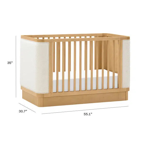 Babyletto Bondi Boucle 4-in-1 Convertible Crib in Honey with Ivory Boucle Fabric - Nursery Essential for Newborns, Toddlers & Kids Bedroom Decor