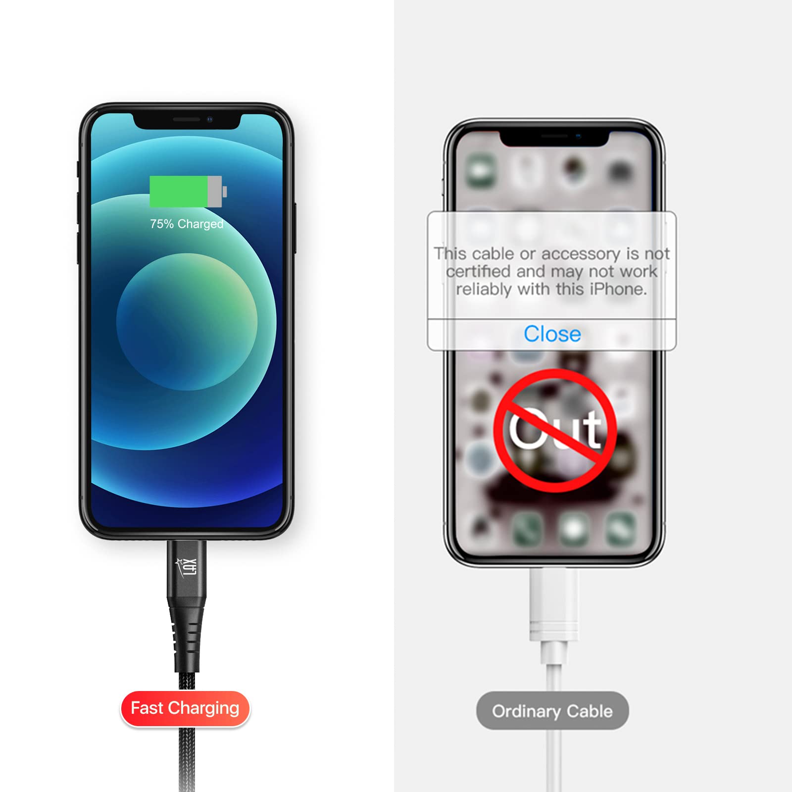 Apple MFi Certified USB C to Lightning Cable - 6ft Fast Charging Nylon Braided Cable for iPhone 14/14 Plus/14 Pro/14 Pro Max, iPad, iPod - Durable & Tangle-Free - Perfect for Home, Office & Travel - Black