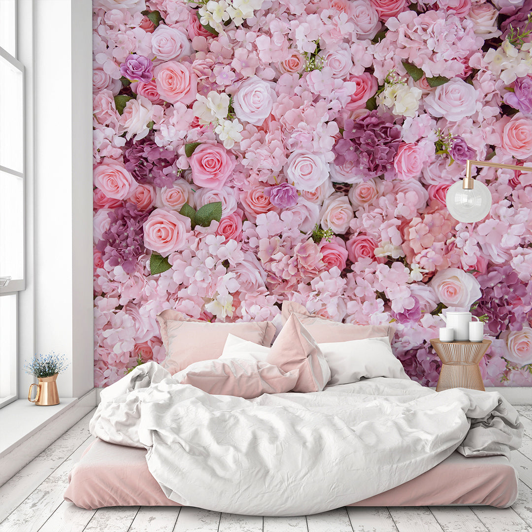 Stunning Roses and Hydrangea Floral Bouquet Wall Mural - CCM164 - Perfect for Living Room, Bedroom, or Office Decor