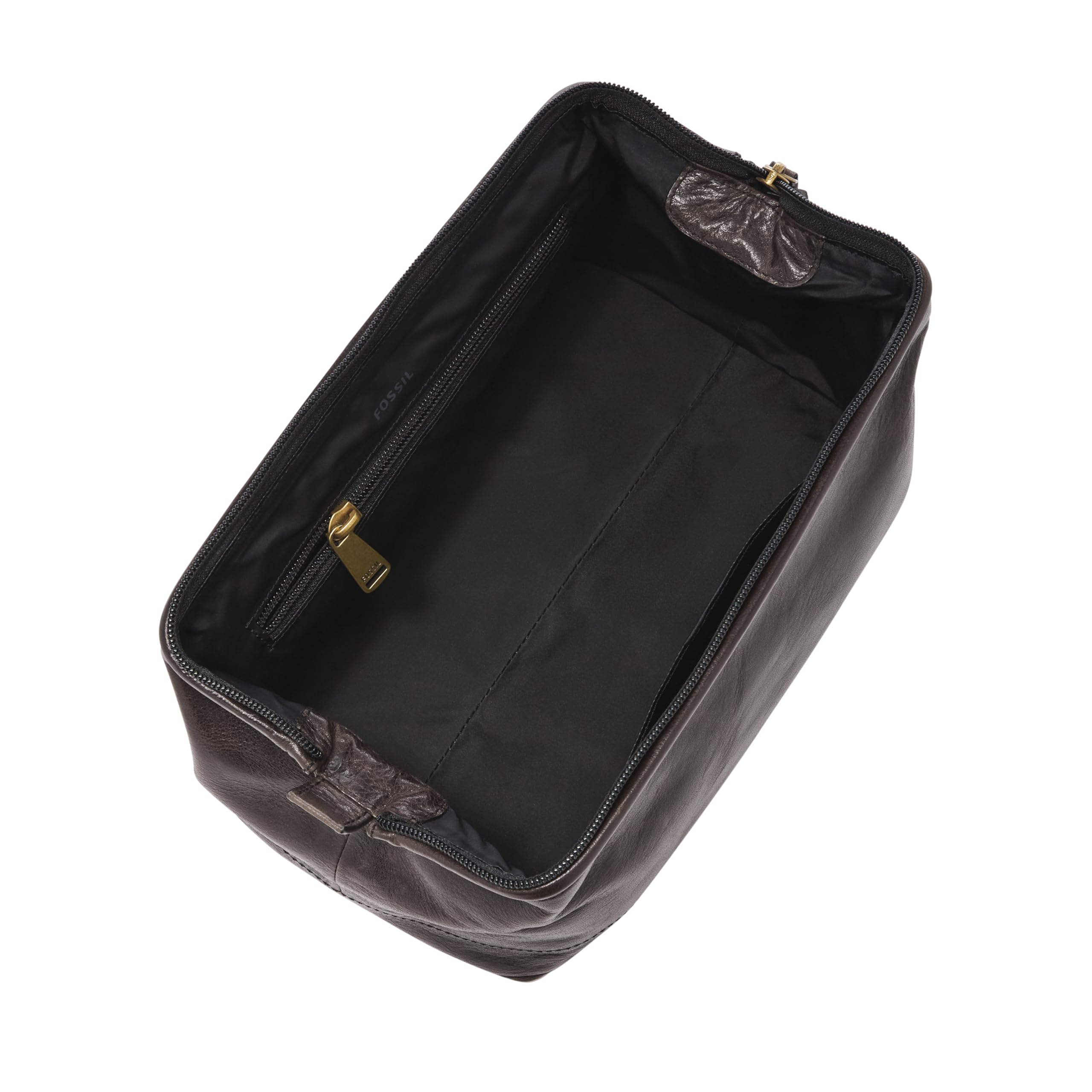 Fossil Genuine Leather Travel Toiletry Bag for Men - Premium Shaving Dopp Kit with Multiple Pockets, Black (Model MLG0724001) - Perfect for Business Trips, Gym, Camping & Weekend Getaways