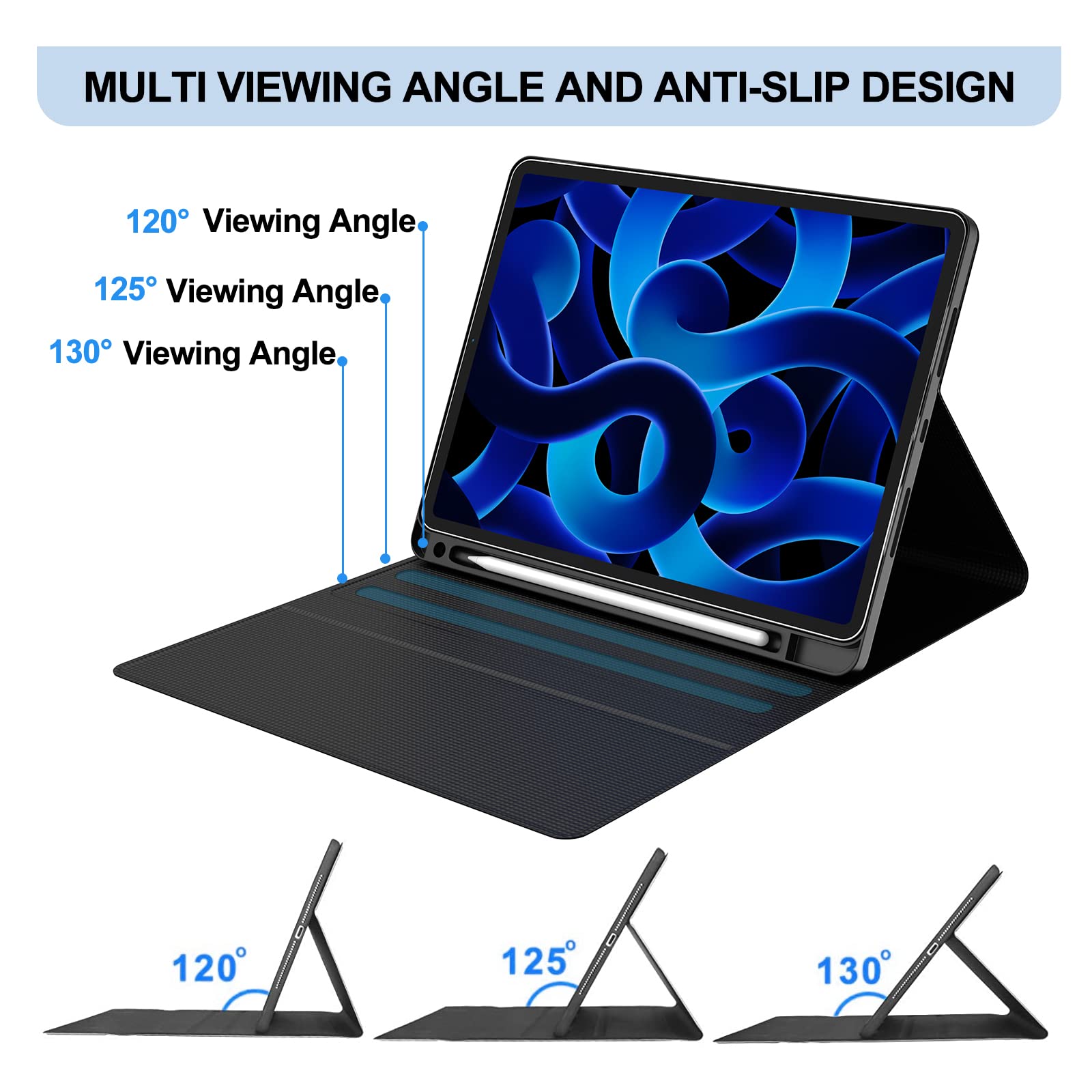 KVAGO Bluetooth Keyboard Case for iPad Air 11-inch (M2) 2024 & iPad Air 5th/4th Gen - Detachable Backlit Keyboard with Pencil Holder, Compatible with iPad Pro 11 4th/3rd/2nd/1st Gen - Perfect for Work, Study & Travel (Blue)