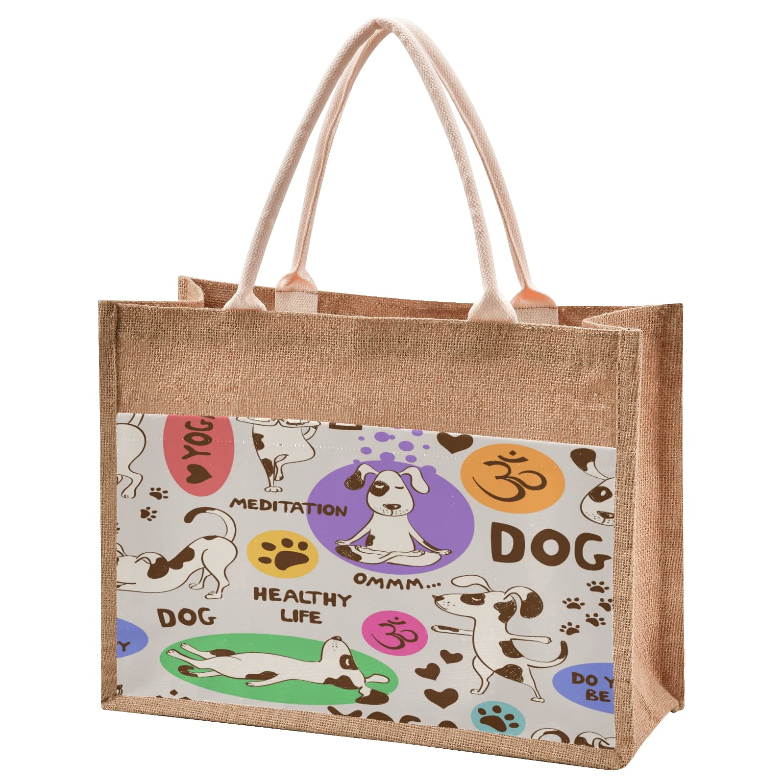 Stylish Small Burlap Tote Bag - Eco-Friendly Grocery Shopping Bag & Women's Purse for Farmers Market, Beach, and Everyday Use