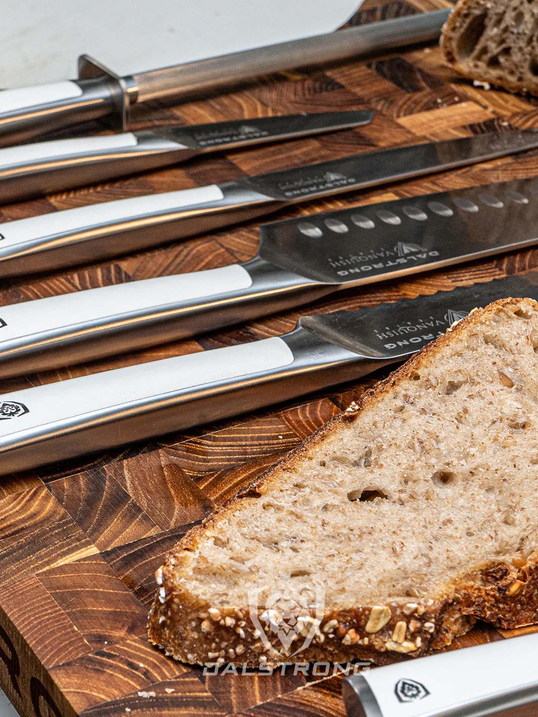 Dalstrong Vanquish Series 8-Piece Knife Block Set with White Handle - NSF Certified for Professional & Home Kitchen Use