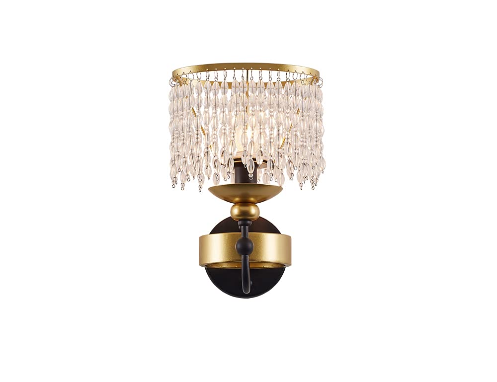 Elegant Crystal Wall Lantern - Classic Gold Wall Sconce Light Fixture for Bedroom, Living Room & Hallway | Indoor Lighting Decor for Home, Hotel & Wedding Venue