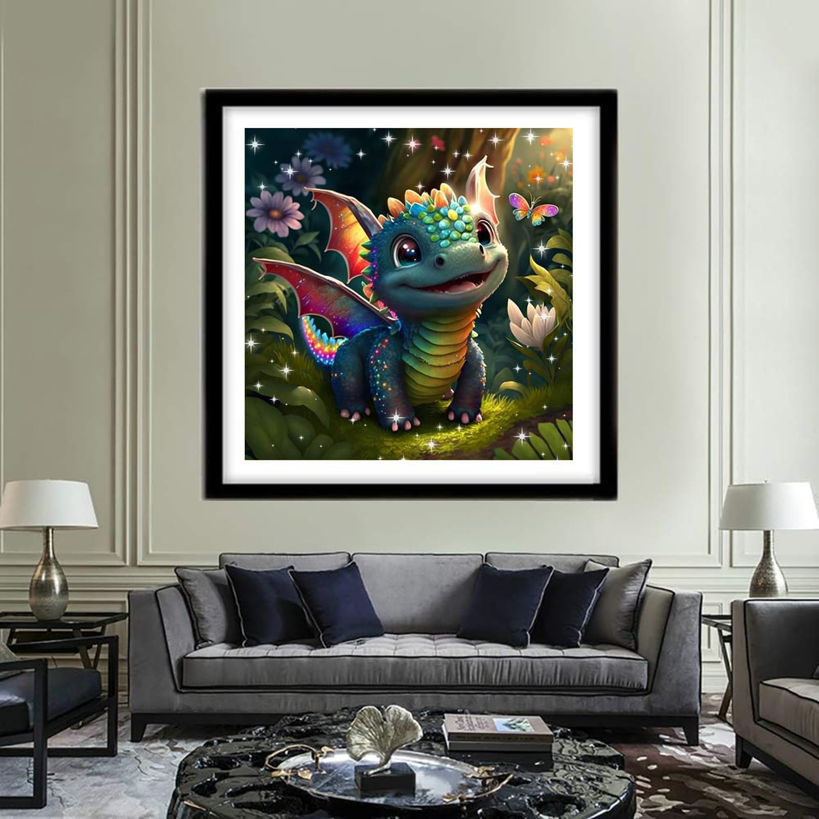 5D DIY Dragon Diamond Painting Kit for Adults - Full Drill Diamond Art Home Wall Decor 14x14 Inch | Perfect for Relaxation, Stress Relief & Unique Gift Idea