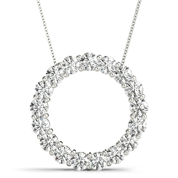 3.06 Carat Diamond Circle Pendant Necklace - Shared Prong Setting for Women | Perfect for Weddings, Anniversaries & Special Occasions