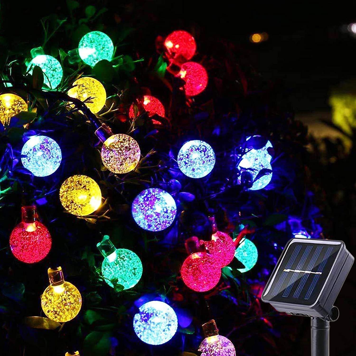 100 LED Solar String Lights Outdoor - 40 Feet Multi-Color Crystal Globe Lights with 8 Lighting Modes | Waterproof Solar Powered Patio Lights for Garden, Yard, Porch, Wedding & Party Decoration | Perfect for Backyard BBQs, Romantic Evenings & Holiday Decor