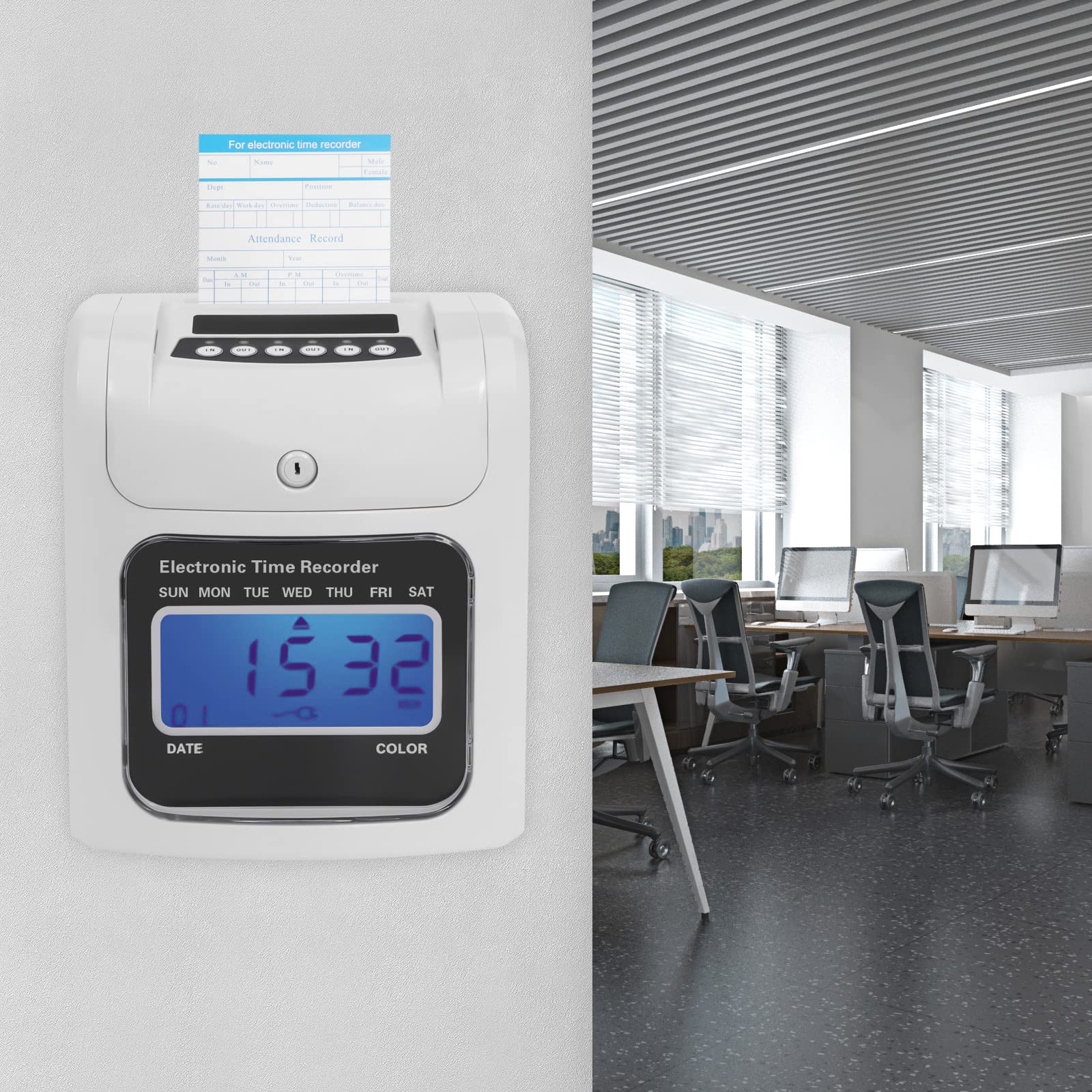 Employee Time Clock for Small Business - Punch Pak System with Time Calculation | Supports Up to 50 Employees | Includes 50 Time Cards & Security Key | 240V | Ideal for Offices, Retail Stores, Warehouses & Workplaces