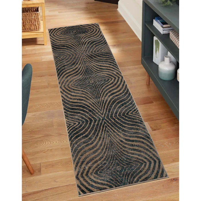 Stylish Abstract Striped Indoor Area Rug & Runner - Soft & Durable for Living Room, Bedroom, or Hallway Decor