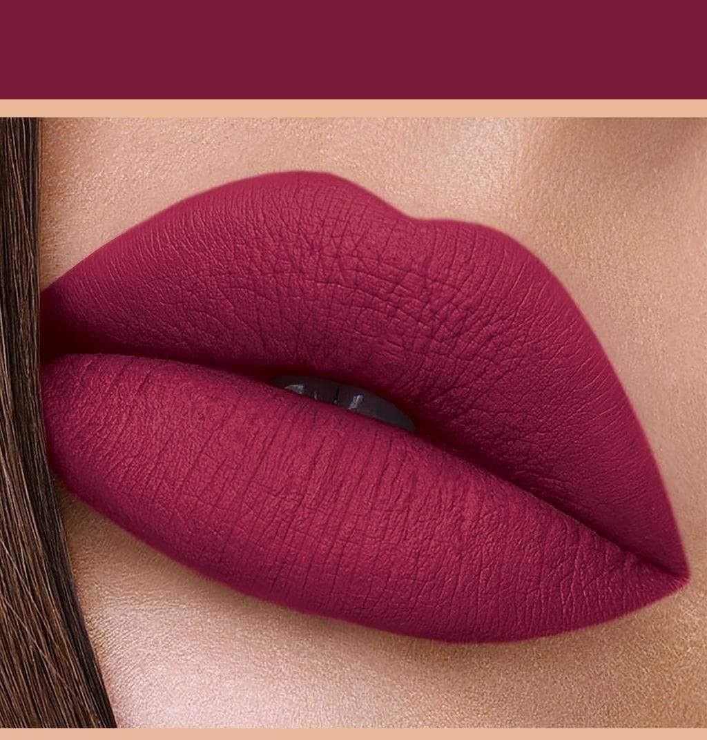 Long Lasting Matte Liquid Lipstick - Maroon Velvet Finish for Women, Waterproof & Smudge Proof Lip Makeup - Perfect for Parties, Date Nights & Special Occasions