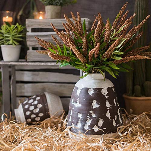Handcrafted Rustic Brown Ceramic Vase - Farmhouse Home Decor for Centerpieces, Wedding Decor, and Living Room Accents