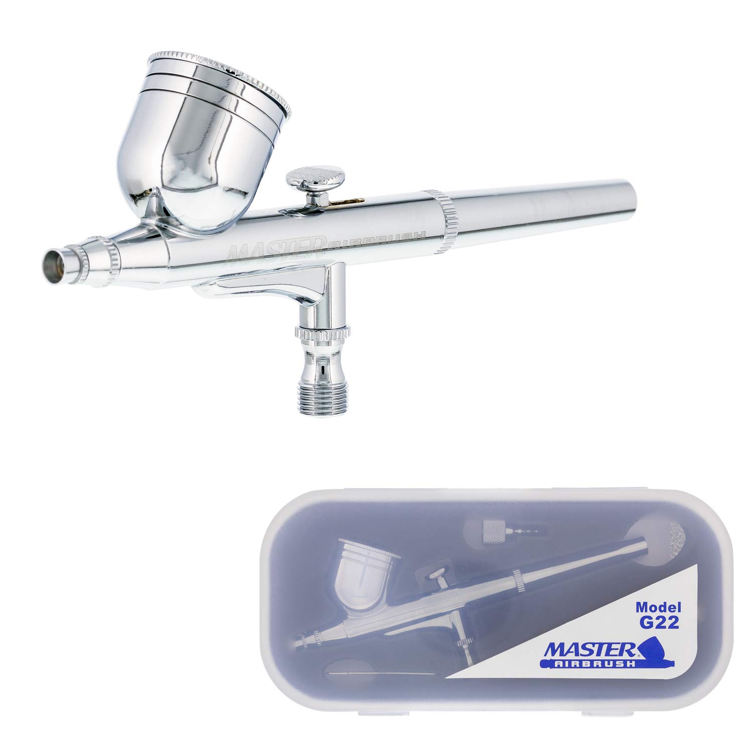 Master Airbrush G22 Dual-Action Gravity Feed Airbrush Kit - 0.3mm Nozzle & 1/3oz Cup for Professional Art, Auto Graphics, Tattoos & Cake Decorating - Perfect for Hobbyists, DIY Crafts & Airbrush Makeup