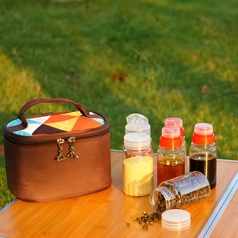 Portable Travel Spice Containers Set - 6 Leak-Proof Seasoning Jars with Lids for Camping, Backpacking, BBQ & Outdoor Cooking | Compact Dry Herb & Condiment Storage for Kitchen, Picnic & Hiking Accessories