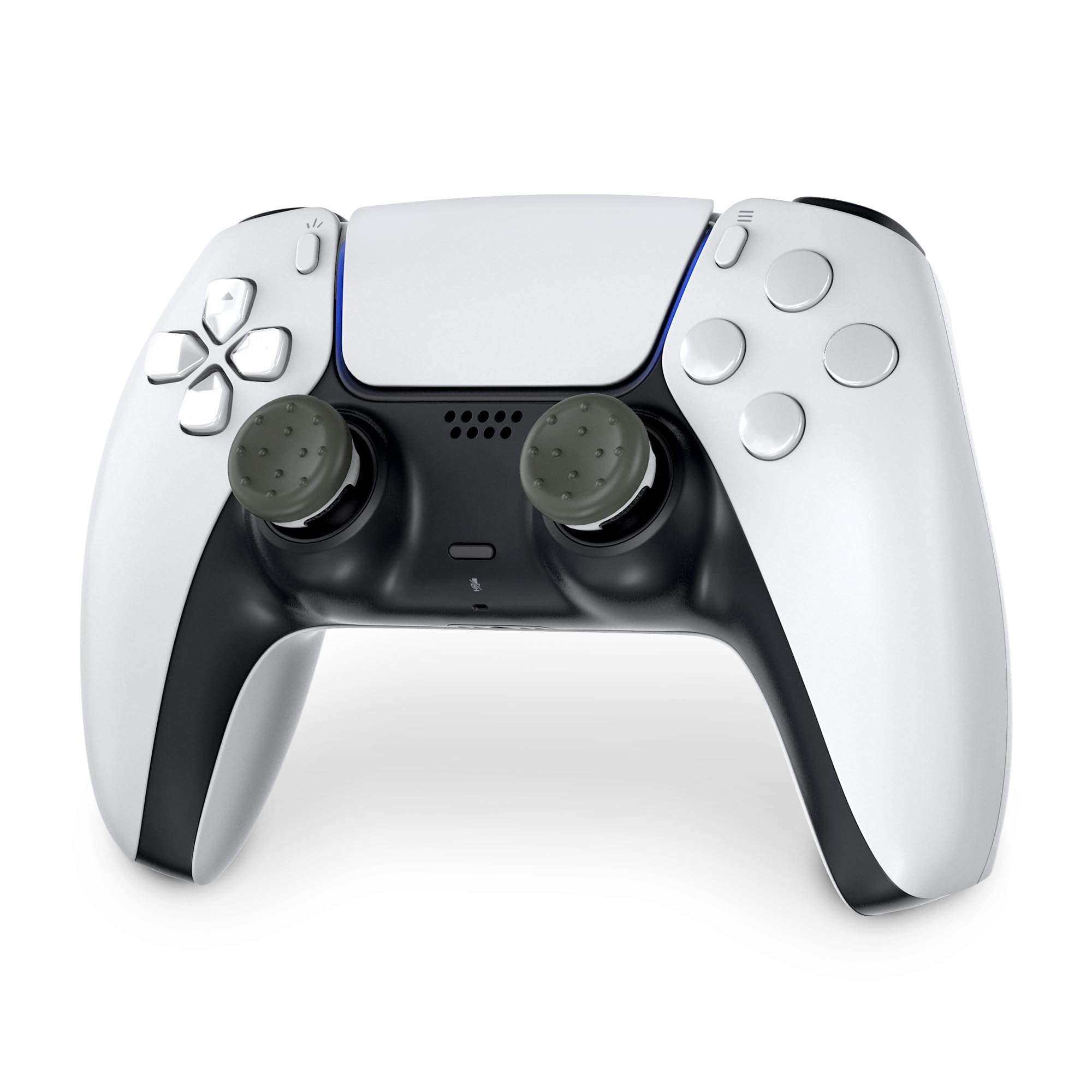 KontrolFreek CQC Classic Performance Thumbsticks for PS4 & PS5 Controller - 2 Pack Mid-Rise Concave Grips (Gray/White) - Enhanced Aim & Comfort for FPS, RPG & Action Games