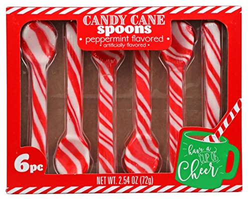 6 Peppermint Flavored Edible Spoons + 5 Milk Chocolate Spoons with Candy Cane Cup - Individually Wrapped Holiday Dessert Set - Perfect for Hot Cocoa, Coffee Stirring & Christmas Party Treats
