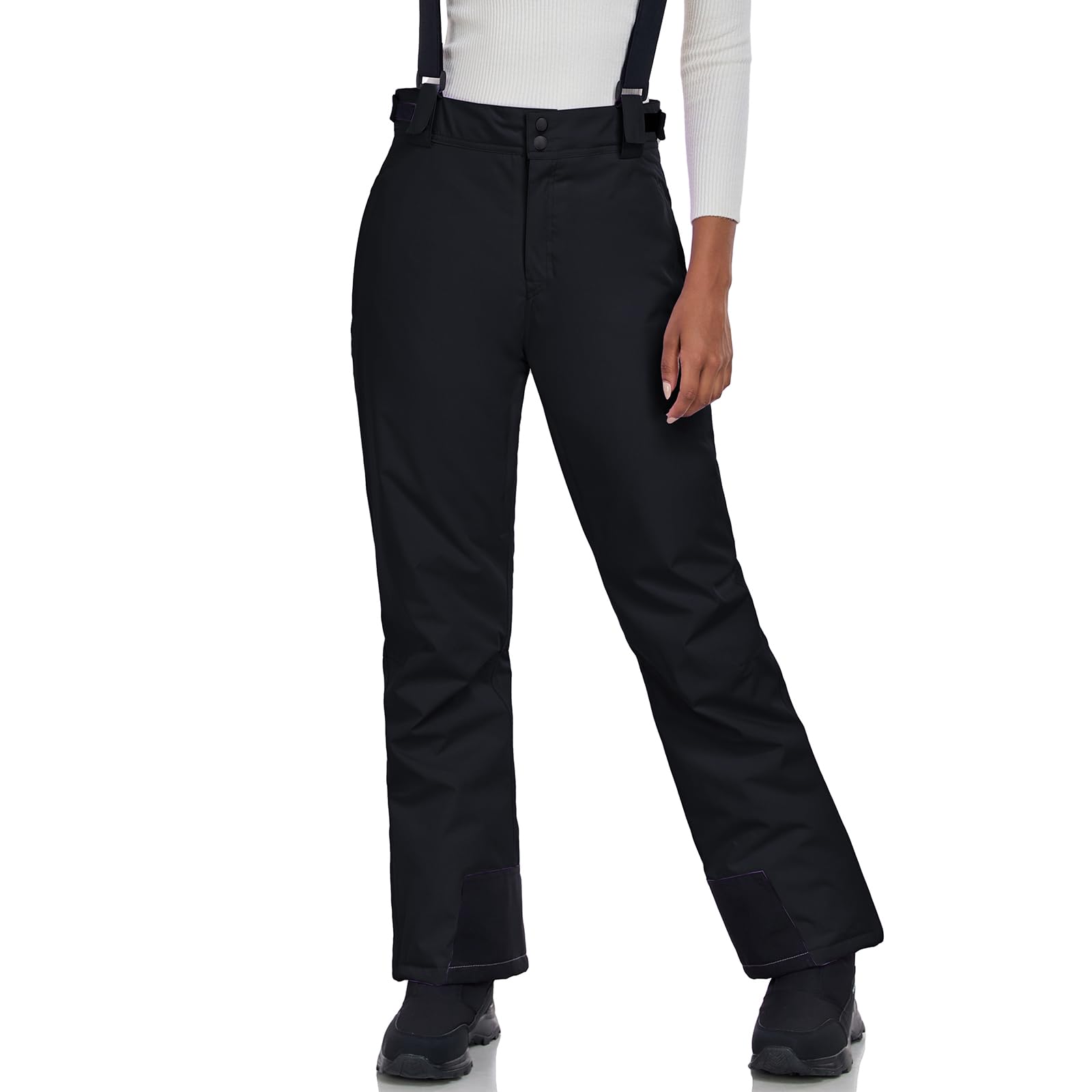 Women's Insulated Waterproof Snow Ski Pants - Winter Warm Snowboard Bibs with Detachable Suspenders for Outdoor Skiing & Snowboarding Adventures