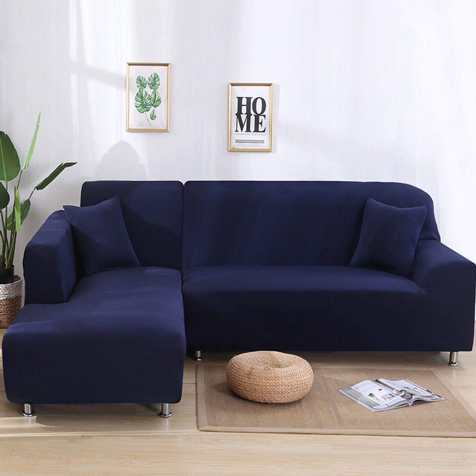 YQJYMFZ Stretch Jacquard Sofa Slipcover - Elastic 3 Seater Couch Cover (190-230cm) Navy Blue - Universal Furniture Protector for Living Room, Pet-Friendly Armchair Cover - Perfect for Homes with Kids, Cats & Dogs