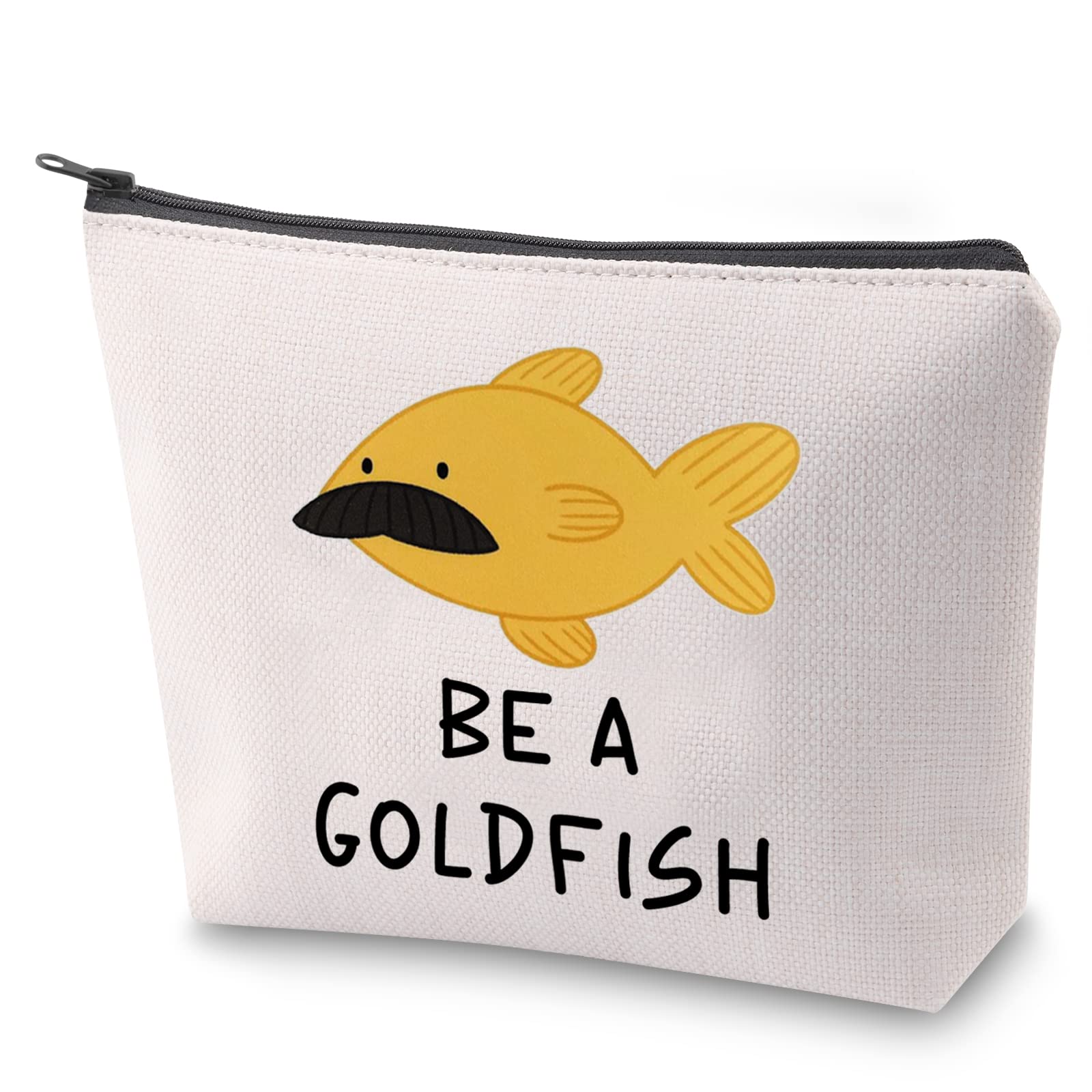 ZJXHPO TV Show Quote Inspired Coach 'Be A Goldfish' Zipper Pouch Makeup Bag - Perfect for Cosmetics, Travel & Daily Essentials (Goldfish Design)