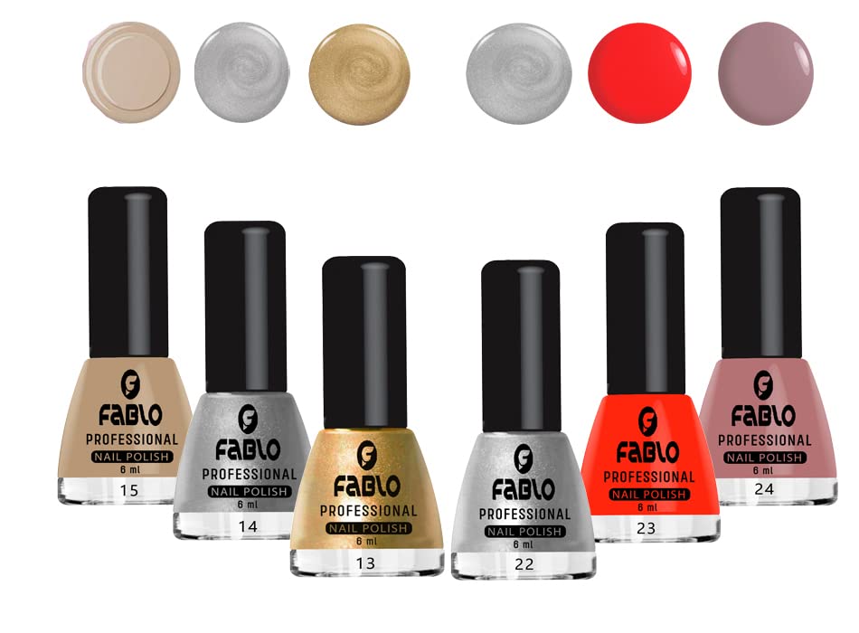 FABLO 6 Colors Nail Polish Set - Long Lasting Gel Nail Paint for Women, Summer & Winter Nail Art Kit (Shades A02) - Perfect for Manicures, Pedicures, Home Salon & Gift Giving