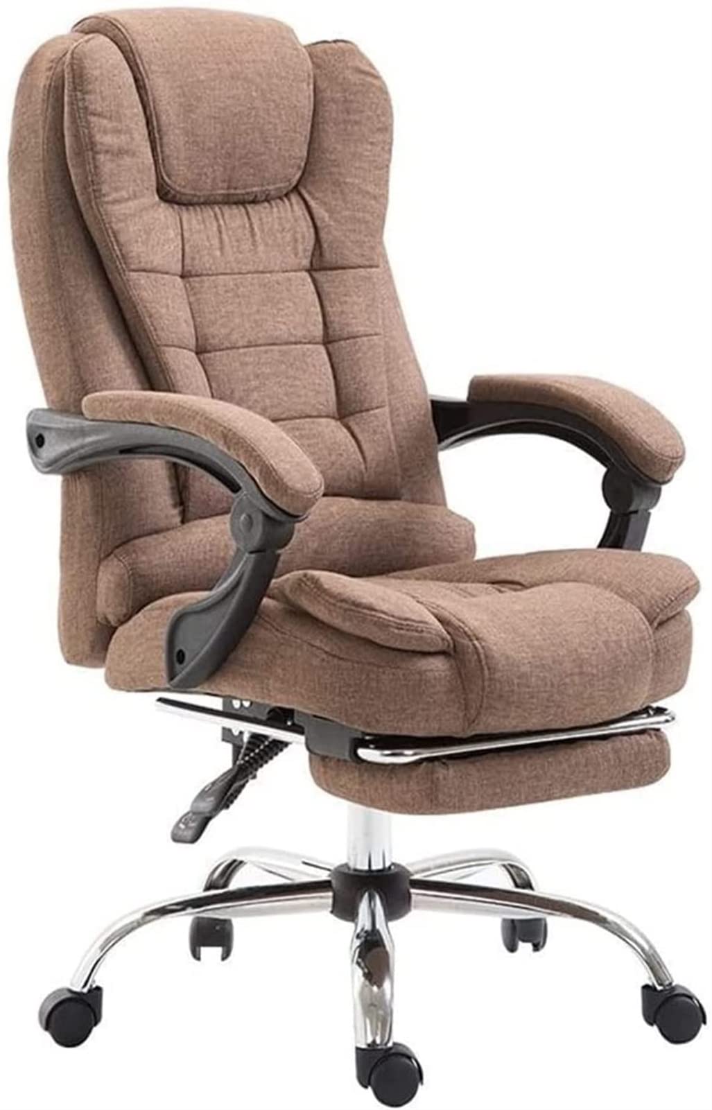 Ergonomic Office Chair with High Backrest & Footstool - Adjustable Computer Desk Chair for Home & Gaming - Brown Upholstered Swivel Work Chair - Perfect for Home Office, Gaming & Workspaces