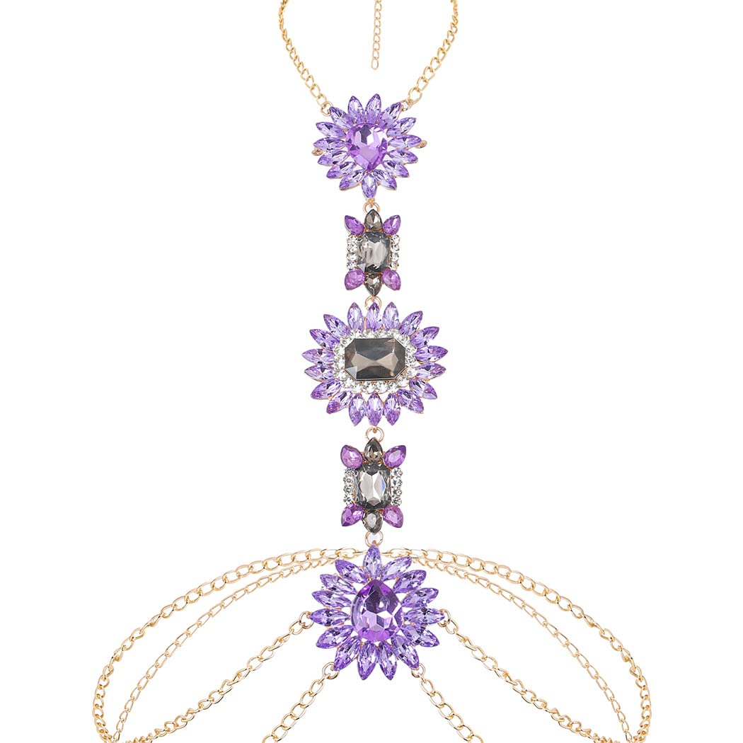 Boho Rhinestone Statement Crystal Necklace & Body Chain for Women | Elegant Summer Beach Jewelry Accessories | Perfect for Music Festivals, Vacations, and Boho Chic Outfits