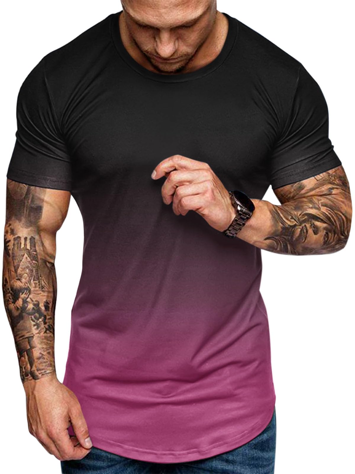 RRHSS Men's Muscle Fit Gym T-Shirt - Short Sleeve Workout Shirt for Bodybuilding & Athletic Training - Breathable Cotton Tee - Perfect for Gym, Weightlifting & Casual Wear