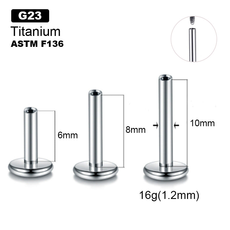 16G Titanium Internally Threaded Labret Bar - Hypoallergenic Body Jewelry for Lip, Nose & Ear Piercings | Perfect for Everyday Wear & Healing | DR001