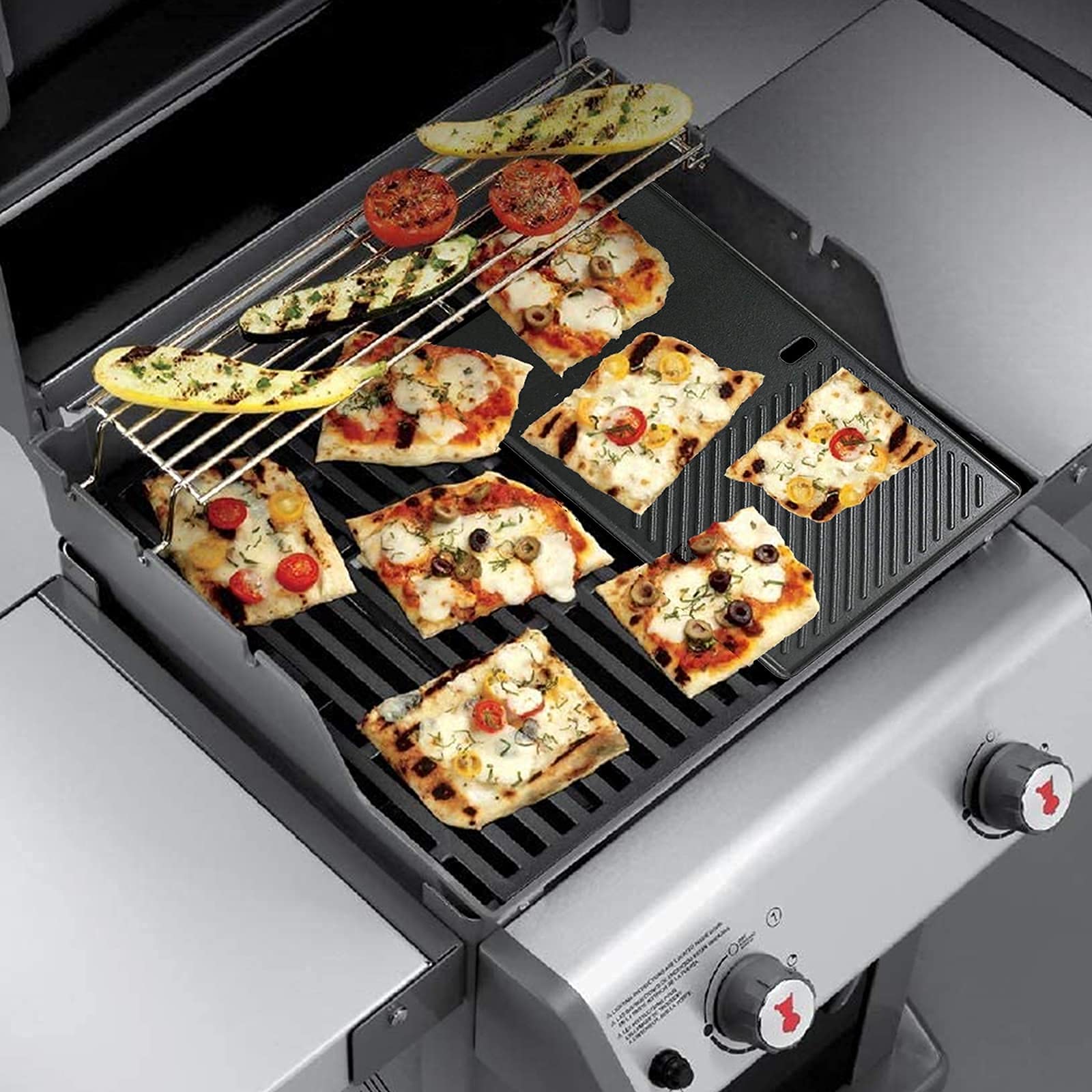 Uniflasy 7637 17.5 Inch Stainless Steel Grill Cooking Grates & Griddle with Warming Rack - Compatible with Weber Spirit 200 Series (E210, E220, S210, S220) - Perfect for Backyard BBQs, Camping & Outdoor Cooking