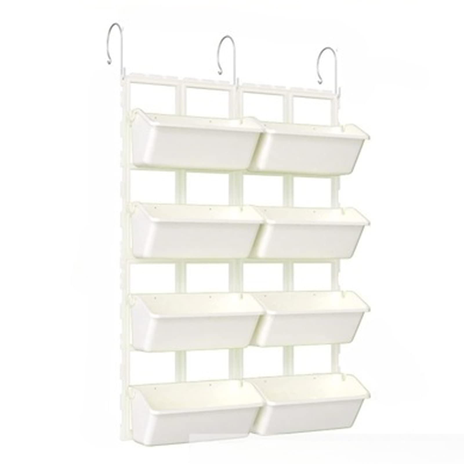 8-Pocket Hanging Planter for Balcony - Vertical Vegetable & Strawberry Growing Pot - Multi-Layer Rack for Flowers, Herbs - Space Saving White Garden Planter (Perfect for Small Spaces, Urban Gardening & Home Decor)