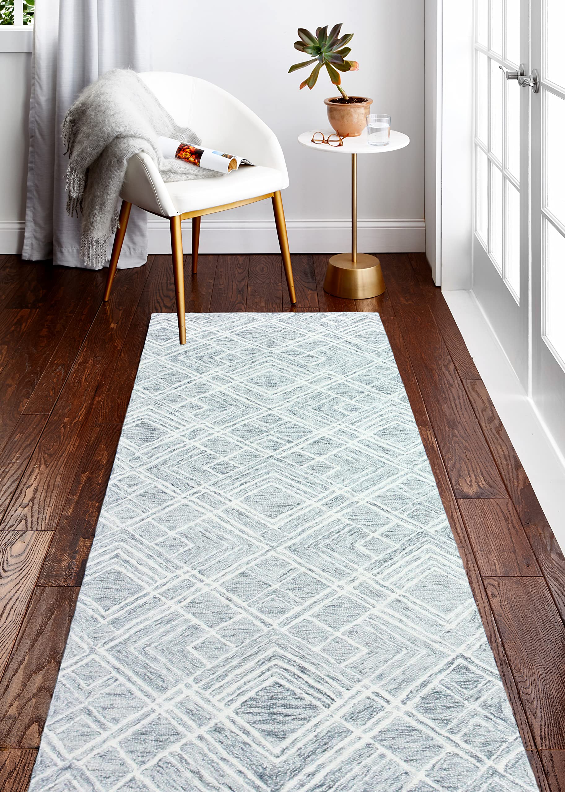 Bashian Collection 5’ x 7.6’ Silver Luxury Hand-Tufted Wool Area Rug - Soft Living Room Carpet, Entryway Runner, Bedroom Decor - Perfect for Modern Home & Office Spaces