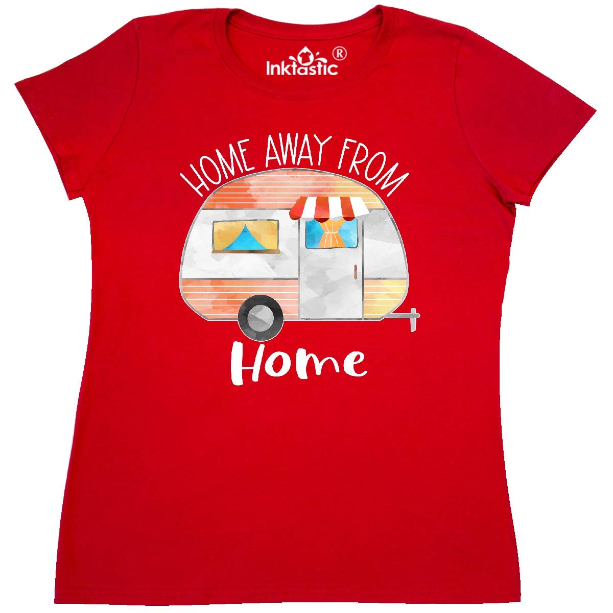 Inktastic Home Away from Home Orange Camper Women's T-Shirt - Comfortable Vintage Graphic Tee for Casual Wear & Outdoor Adventures