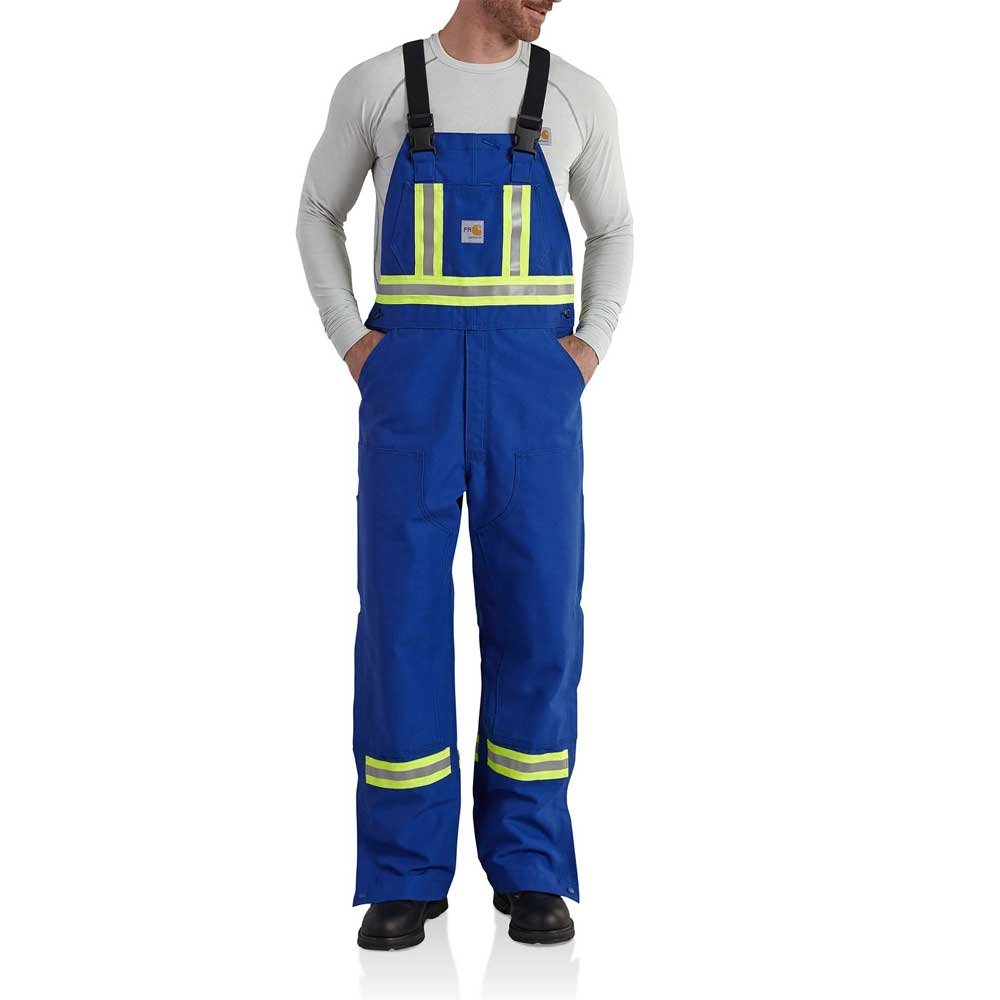Carhartt Men's Flame-Resistant Striped Duck Bib Overalls - Unlined Workwear for Construction, Welding & Outdoor Jobs | Durable FR Coveralls for Industrial Safety
