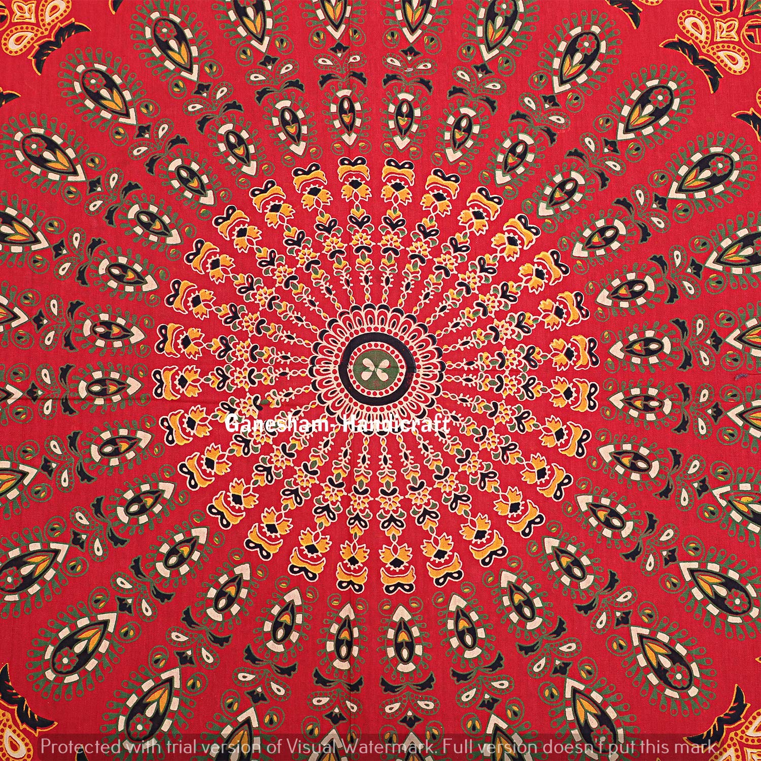 GANESHAM Indian Boho Decor Hippie Tapestry - Cotton Wall Hanging, Bedspread, Tablecloth, Picnic Blanket, Beach Mat & Yoga Mat | Bohemian Bedding & Gypsy Home Decor for Living Room, Bedroom, Outdoor & Meditation Spaces