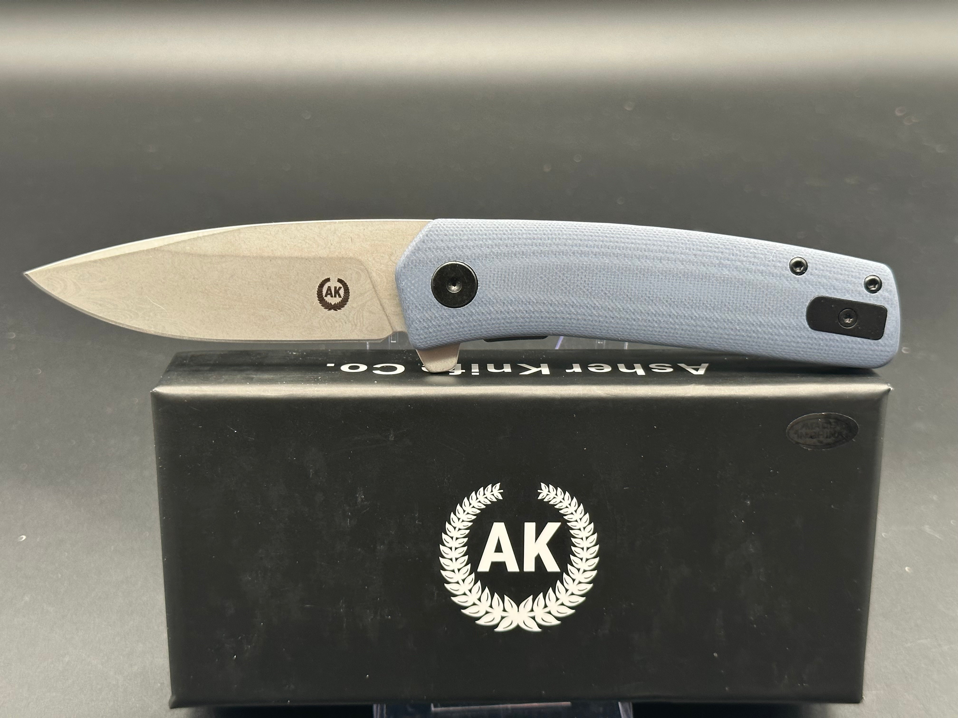 Asher Knives Spiro - Grey Scales Sea of Snakes Etch Blade & Clip (Factory Second) | Tactical EDC, Outdoor Survival, Camping & Hunting Knife