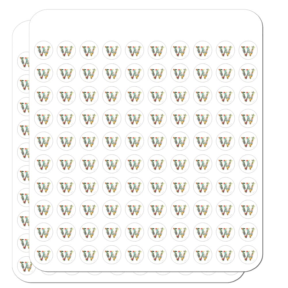Floral Monogram Letter W Stickers for Planner, Calendar, Scrapbooking & DIY Crafts - Perfect for Journaling, Bullet Journals, and Stationery Decoration