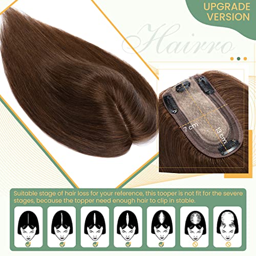 Clip in Human Hair Topper with Silk Base - Natural Looking Hairpiece for Thinning Hair - Perfect for Daily Wear, Special Occasions & Styling