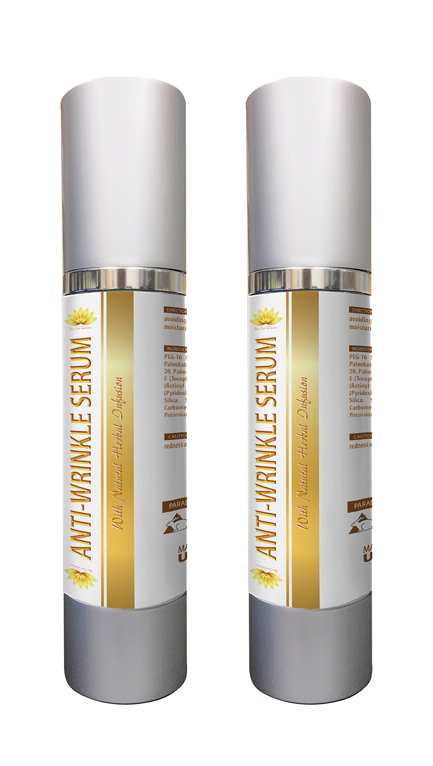 Anti-Wrinkle Face Serum - Vitamin C & Hyaluronic Acid Skincare Treatment - 2 Bottles Set for Youthful Glow | Day & Night Moisturizer for Fine Lines & Wrinkles
