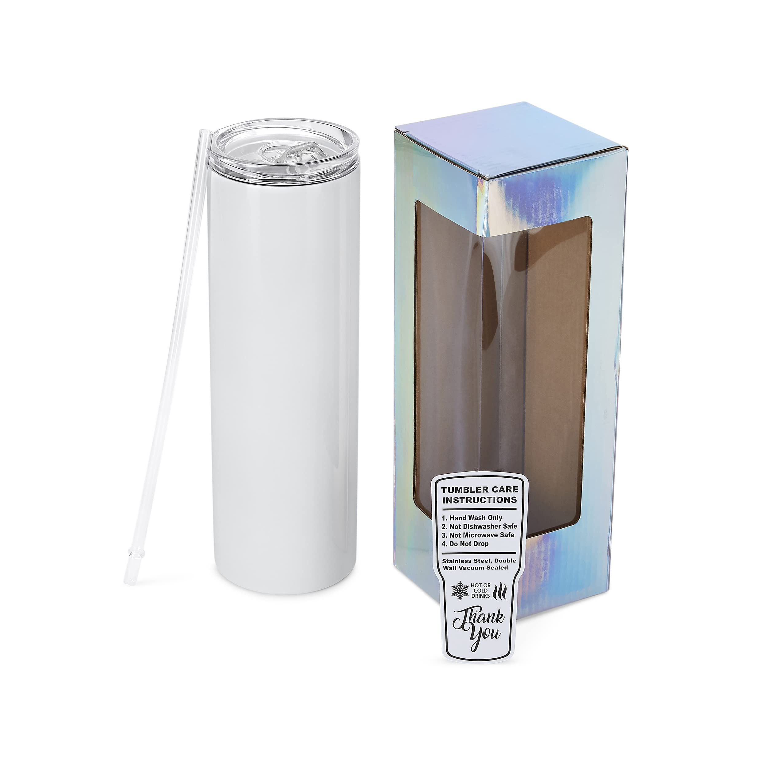Makerflo 30 oz White Skinny Sublimation Blank Tumbler with Lid & Straw - Pack of 25 | DIY Customizable Tumbler for Sublimation, Epoxy, UV DTF, Vinyl & Laser Engraving | Perfect for Personalized Gifts, Promotional Items & Craft Projects
