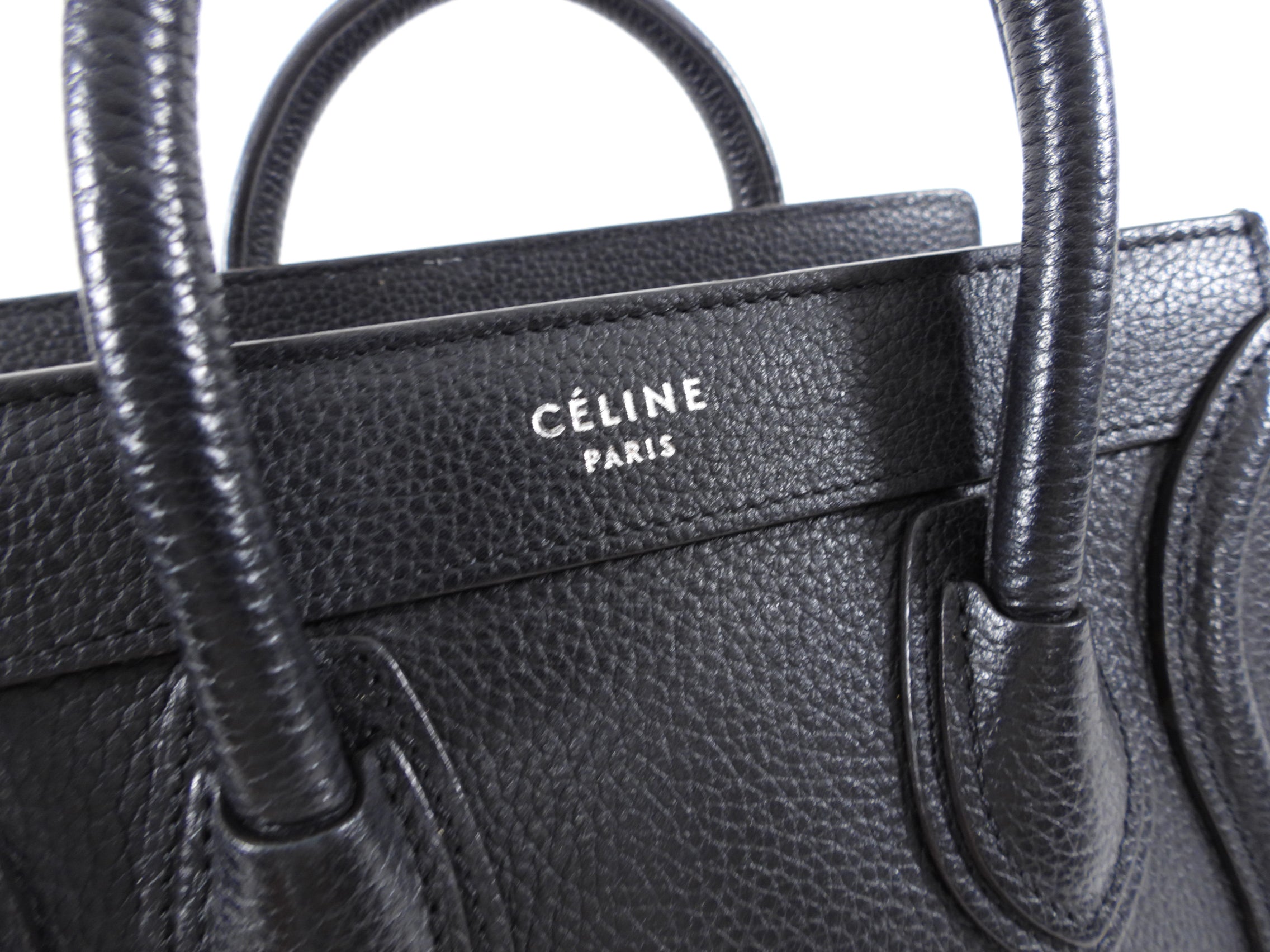Céline Black Leather Nano Luggage Tote Crossbody Bag - Stylish Designer Handbag for Women, Perfect for Work, Travel & Everyday Use