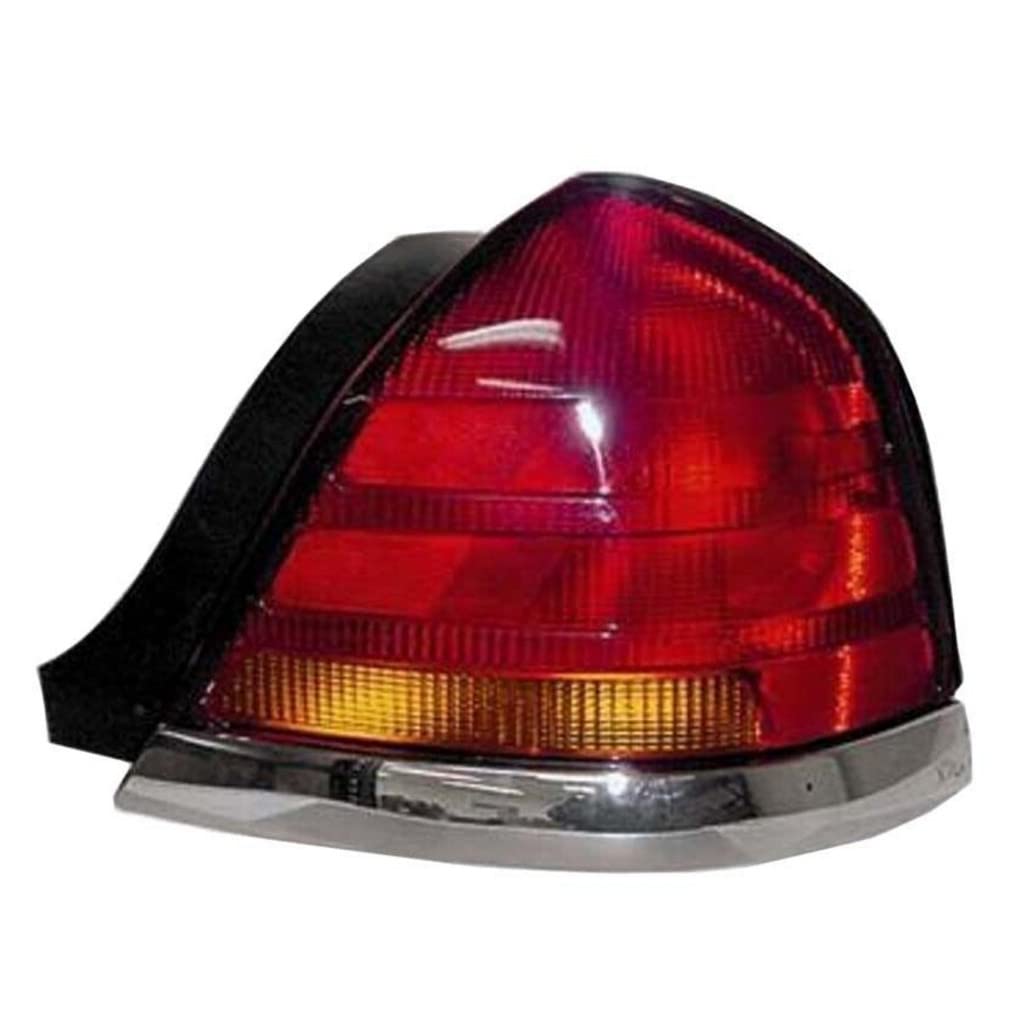 1998-2005 Ford Crown Victoria Pair Rear Tail Lights - Driver & Passenger Side with 4 Bulb Lamps & Red/Amber Lenses (FO2800150 FO2801150) | Perfect for Car Restoration, Replacement Parts & Nighttime Driving Safety