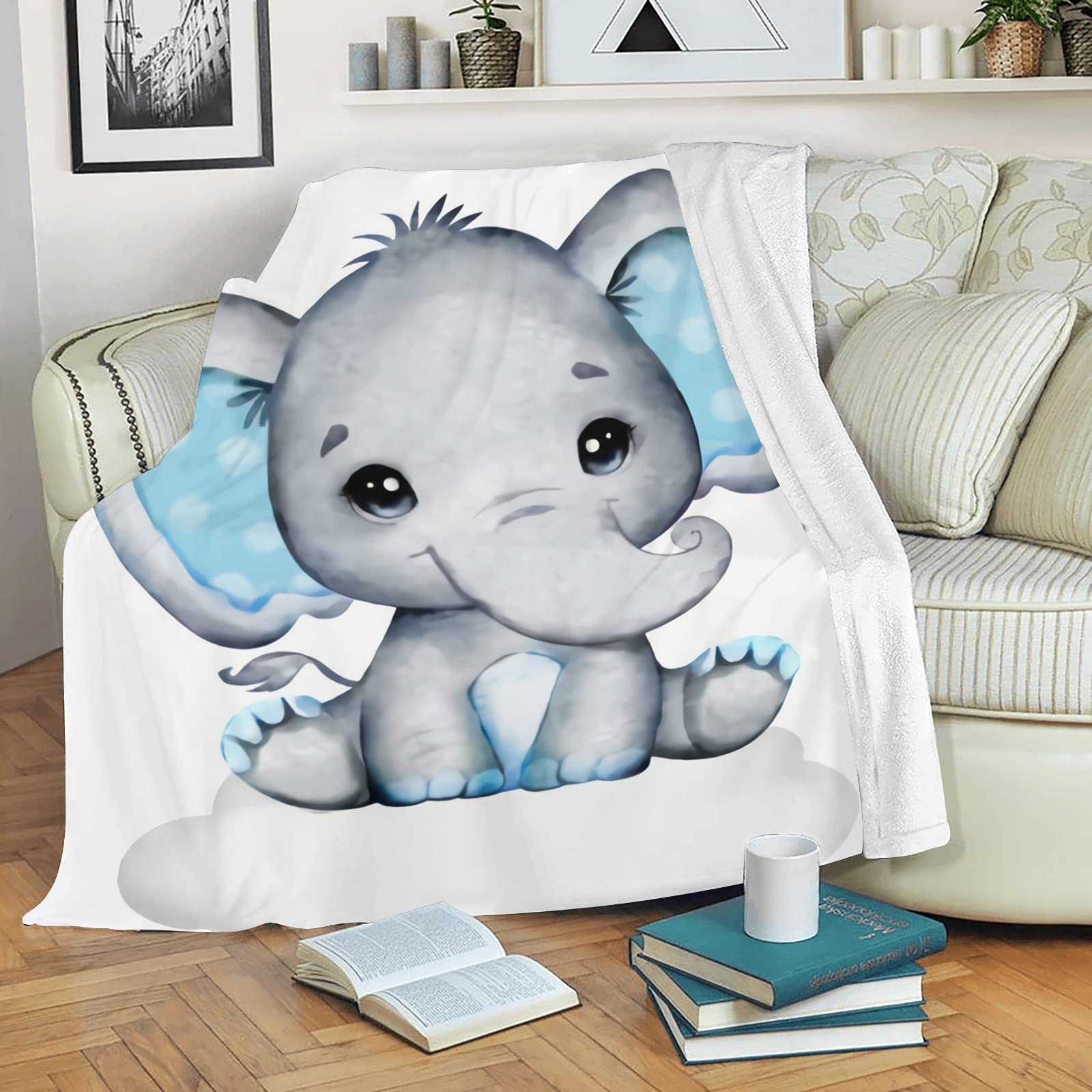 Personalized Baby Blanket with Name - Custom Elephant Design for Boys & Girls | Super Soft Newborn Blanket | Perfect Baby Shower Gift & Nursery Decor | Ideal for Cuddling, Swaddling & Photo Props