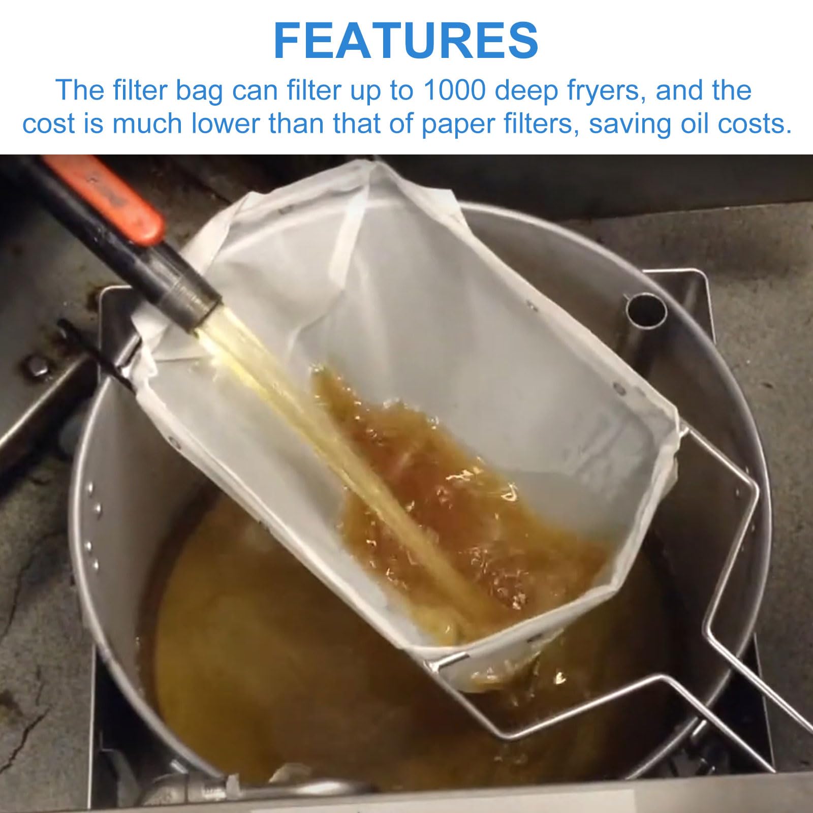 QQZ Fryer Filter Bag & Frame - Reusable Oil Filter for 70 lb Fryer Oil, Commercial Deep Fryer Oil Filtration System - Perfect for Restaurants, Food Trucks & Commercial Kitchens