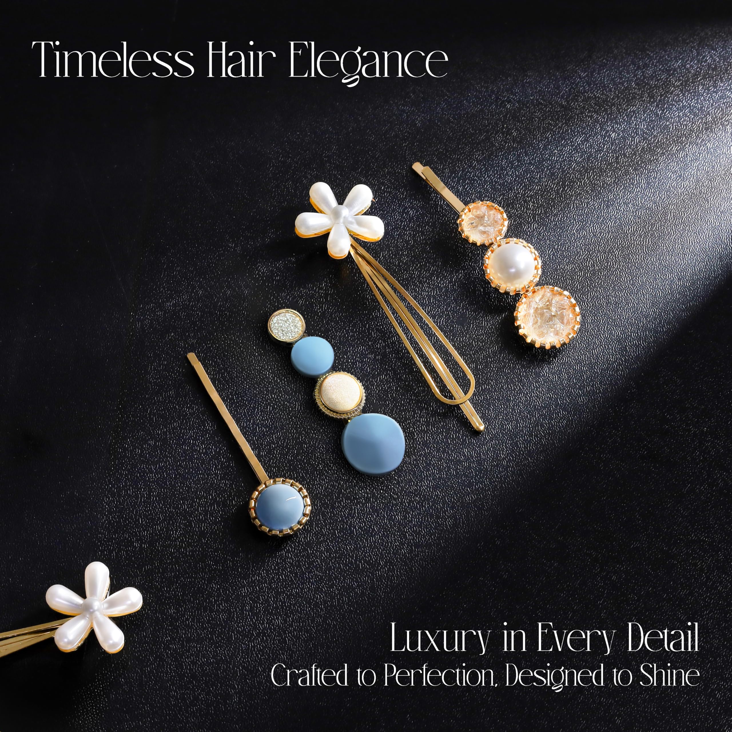 BellaStella Korean Pearl Rhinestone Hair Clips - Elegant Marble Alligator Bobby Pins for Women, Hair Jewelry Accessories for Weddings, Parties & Special Occasions