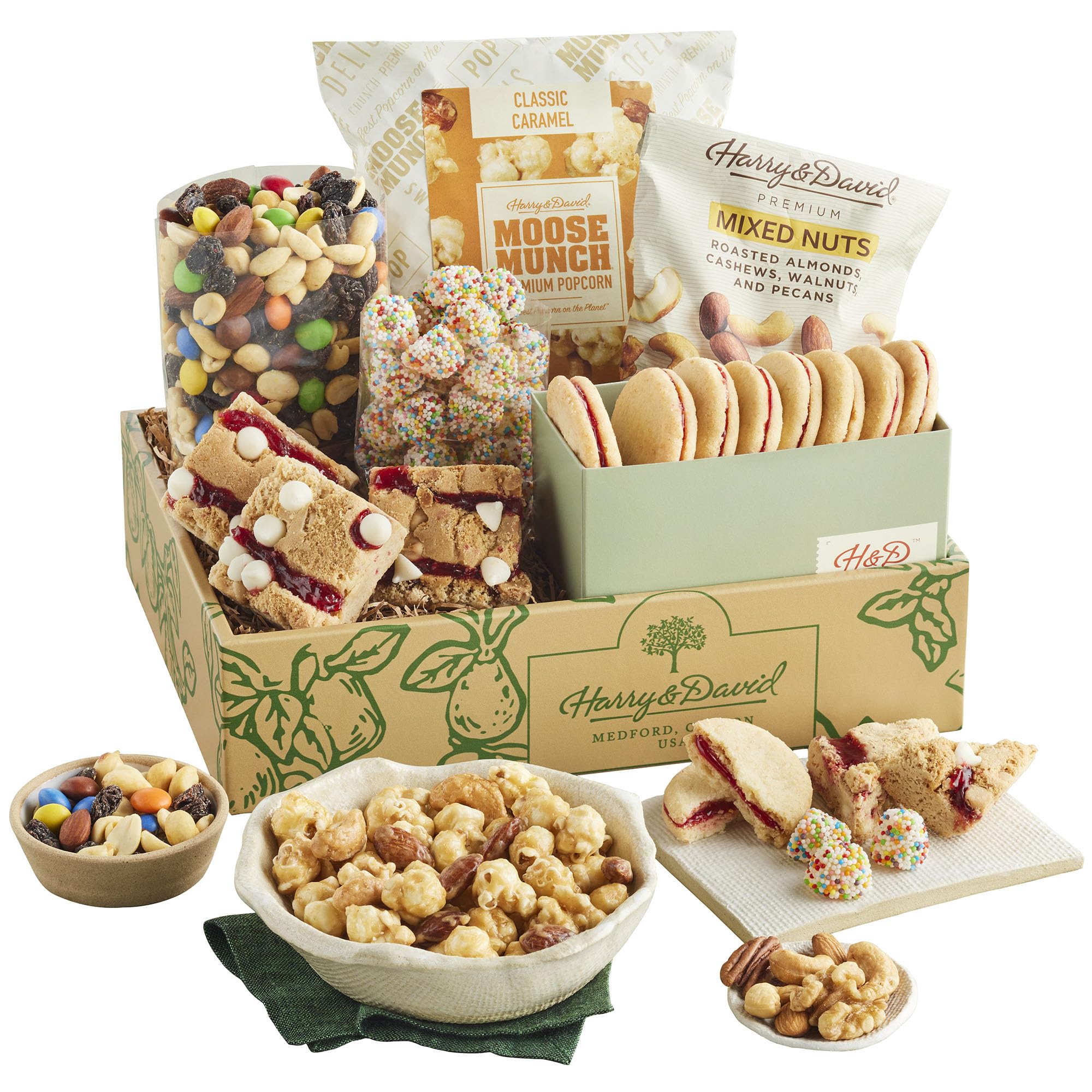 Harry & David Sweet and Salty Gift Box - Gourmet Snack Assortment with Chocolate, Nuts & Pretzels | Perfect Holiday Gift Basket for Christmas, Office Parties & Corporate Gifting