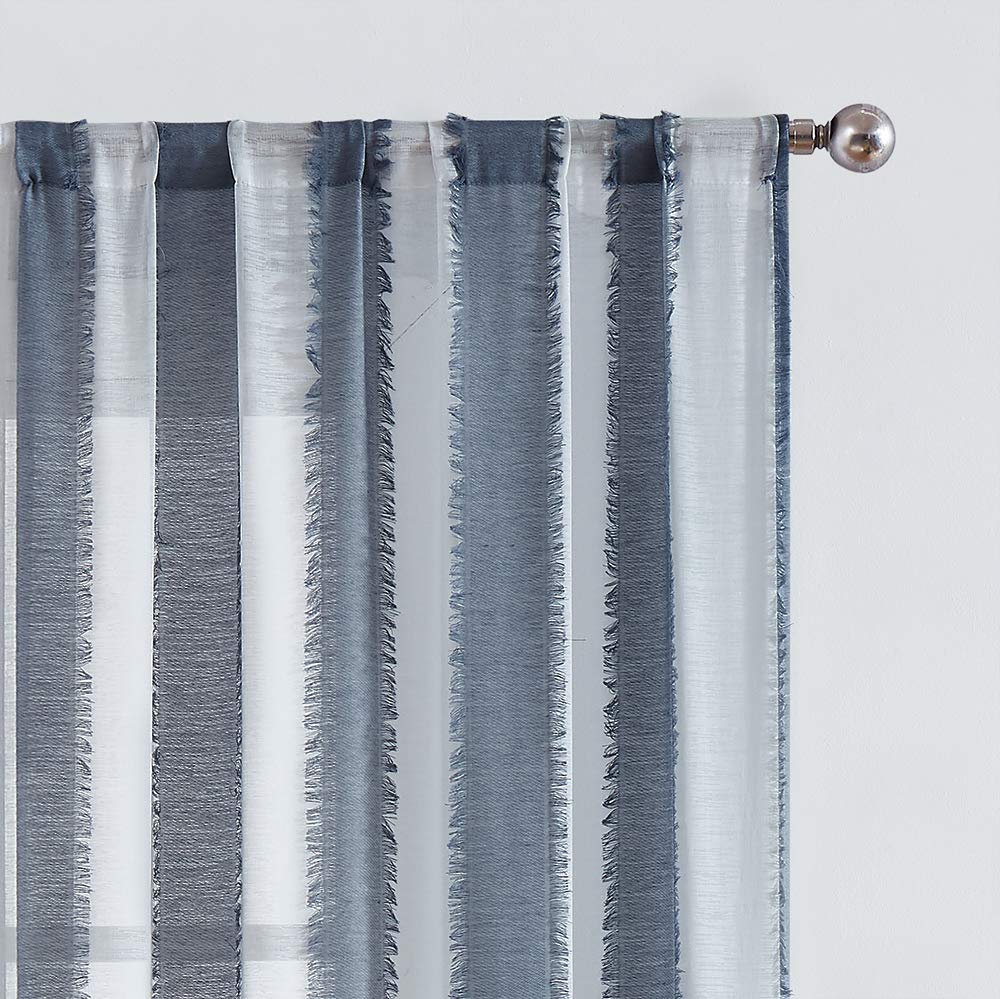 Fragrantex Striped Sheer Cafe Curtains 24