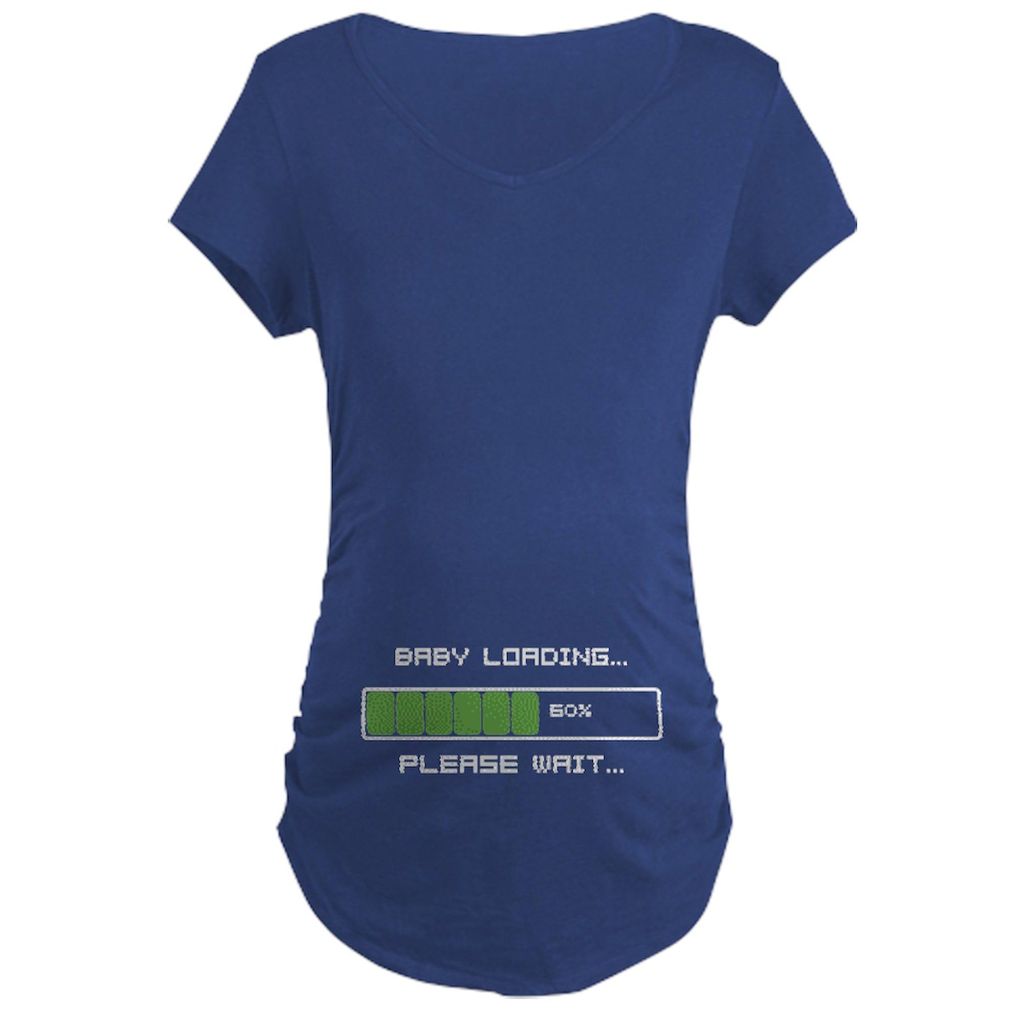 Funny Maternity T-Shirt for Women - 'Baby Loading Please Wait' Design with Ruched Sides | Comfortable Pregnancy Tee for Baby Showers, Gender Reveals & Maternity Photos